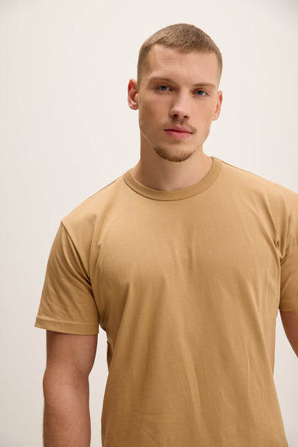 Men's Lightweight Cotton T-Shirt - Camel | Ron Tomson
