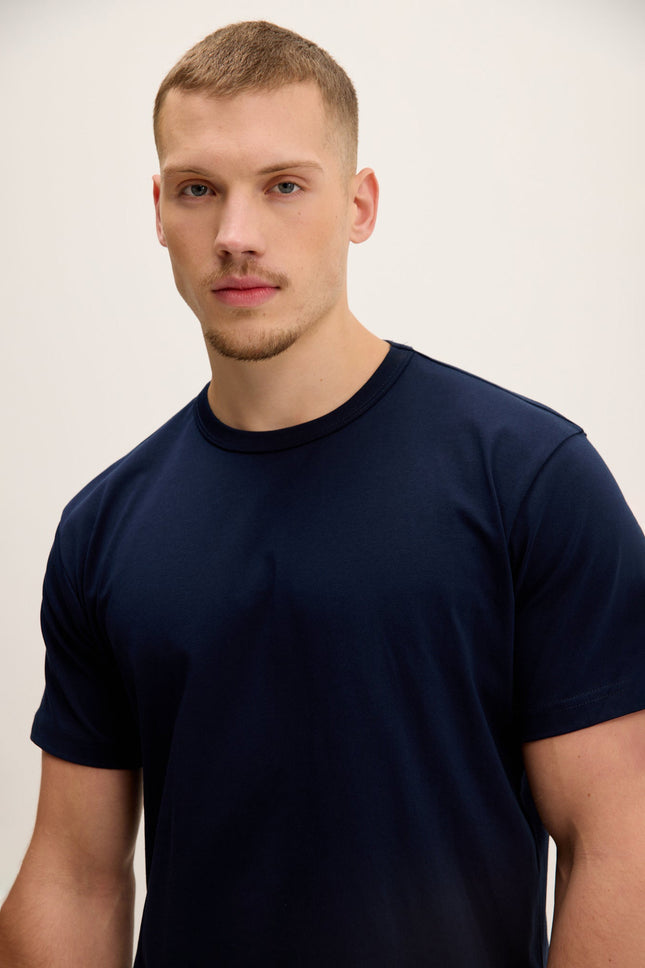 Men's Lightweight Cotton T-Shirt - Navy | Ron Tomson