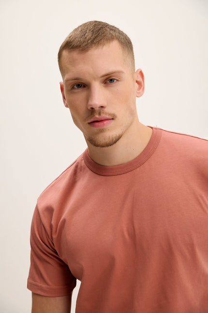 Men's Lightweight Cotton T-Shirt - Rose | Ron Tomson