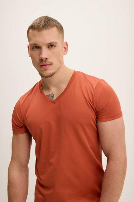 Men's V-neck Fitted Tee - Tile | Ron Tomson