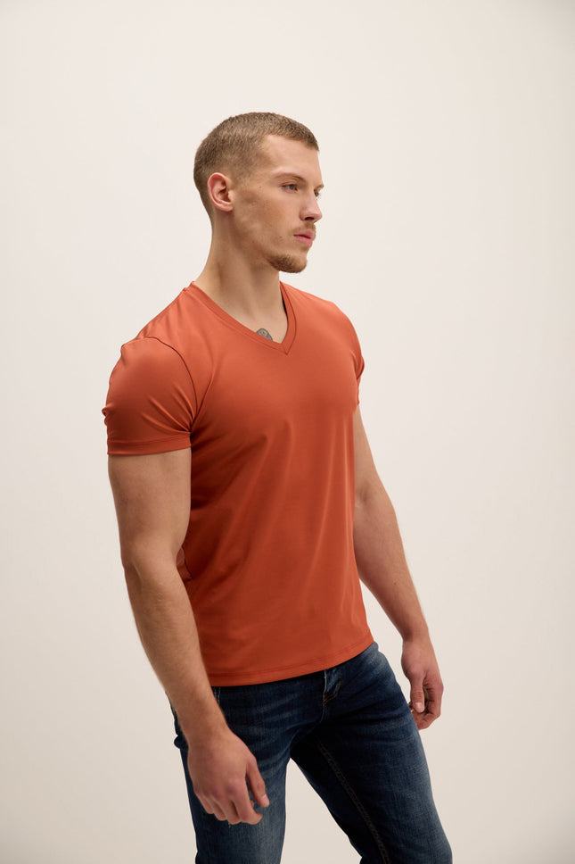 Men's V-neck Fitted Tee - Tile | Ron Tomson