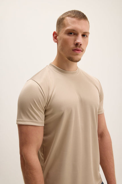 Men's Tailored Crew T-Shirt - Beige | Ron Tomson
