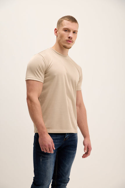 Men's Tailored Crew T-Shirt - Beige | Ron Tomson