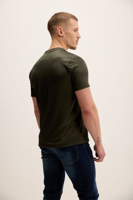 Men's Double Knitted Crew-Neck Tee - Olive Green | Ron Tomson