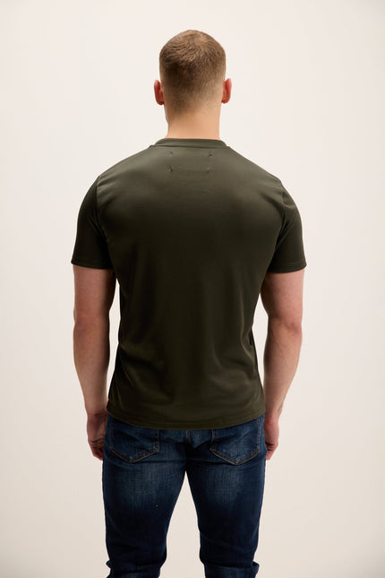 Men's Double Knitted Crew-Neck Tee - Olive Green | Ron Tomson