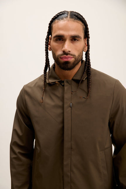 Men's Long Lightweight Windbreaker Coat - Khaki | Ron Tomson