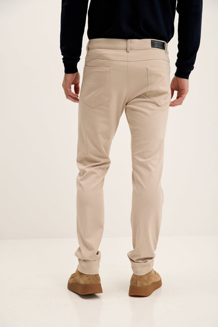 Men's Lightweight Fitted Casual Pants - Beige | Ron Tomson