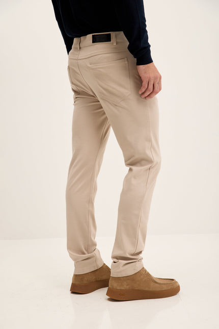 Men's Lightweight Fitted Casual Pants - Beige | Ron Tomson