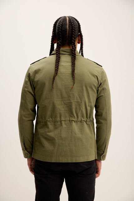 Men's Cotton Fitted Utility Jacket - Khaki | Ron Tomson