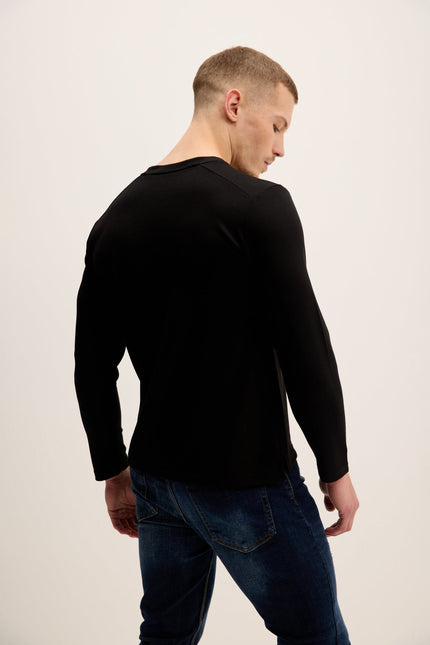 Men's Tailored Crew-Neck Sweater - Black | Ron Tomson
