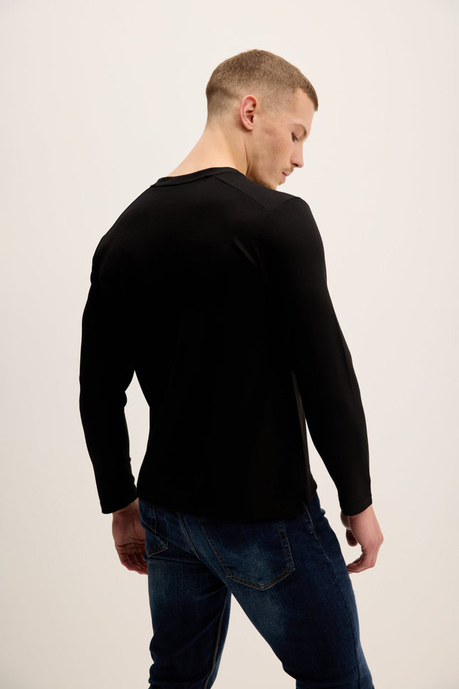 Men's Tailored Crew-Neck Sweater - Black | Ron Tomson