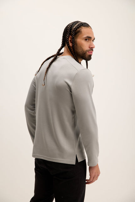 Men's Tailored Crew-Neck Sweater - Gray | Ron Tomson