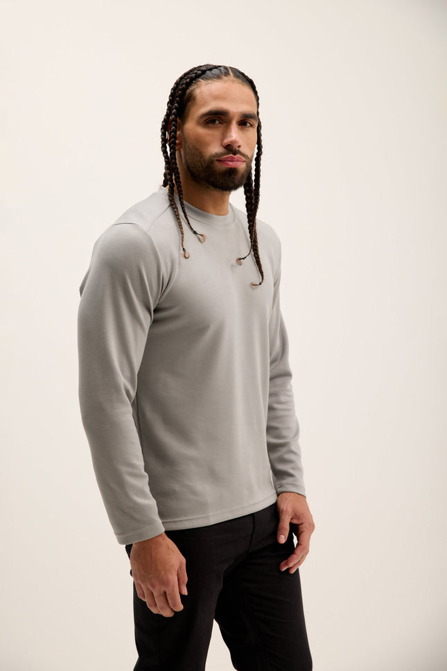 Men's Tailored Crew-Neck Sweater - Gray | Ron Tomson