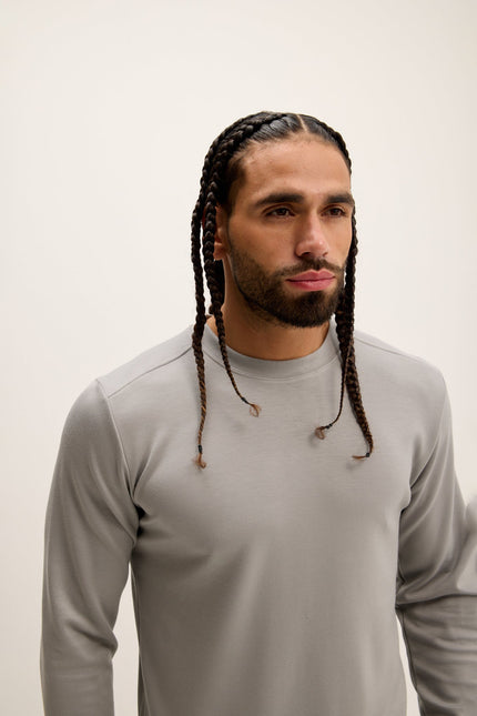Men's Tailored Crew-Neck Sweater - Gray | Ron Tomson