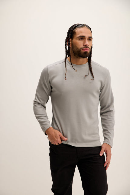 Men's Tailored Crew-Neck Sweater - Gray | Ron Tomson