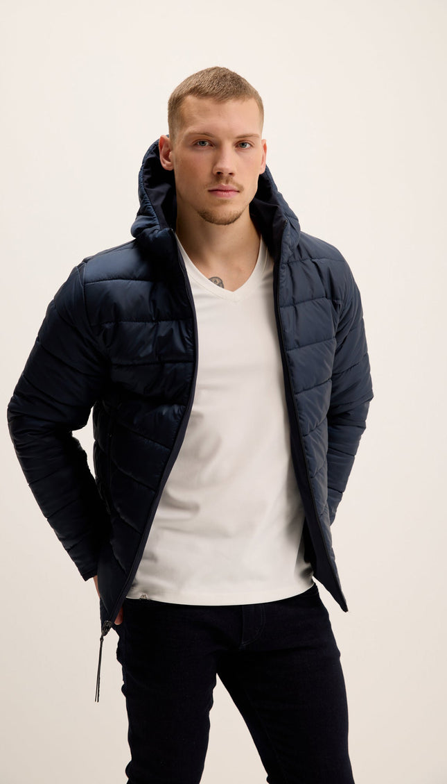 Reversible Hooded Puffer Jacket - Navy