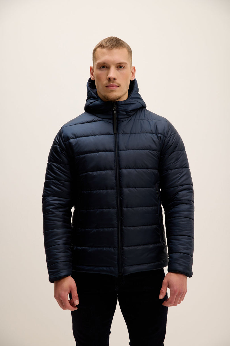 Men's Reversible Hooded Puffer Jacket - Navy | Ron Tomson
