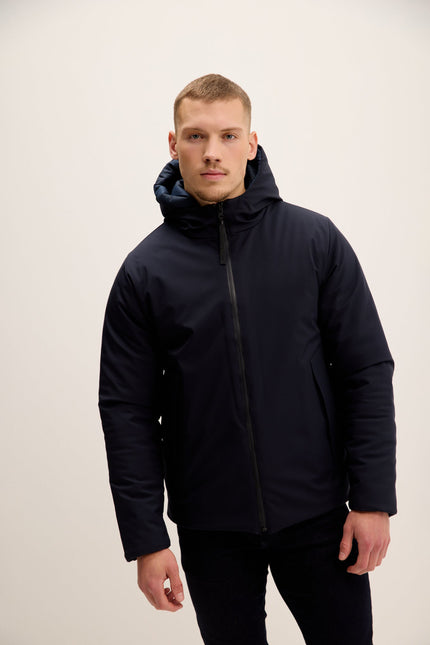 Men's Reversible Hooded Puffer Jacket - Navy | Ron Tomson