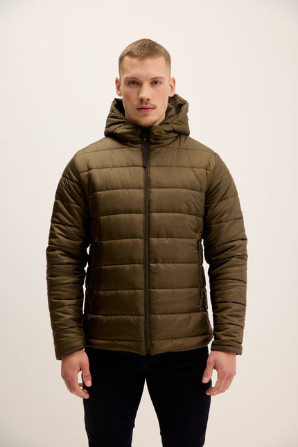Men's Reversible Puffer Jacket - Khaki | Ron Tomson