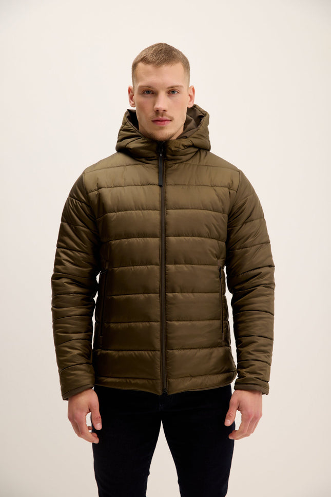 Men's Reversible Puffer Jacket - Khaki | Ron Tomson