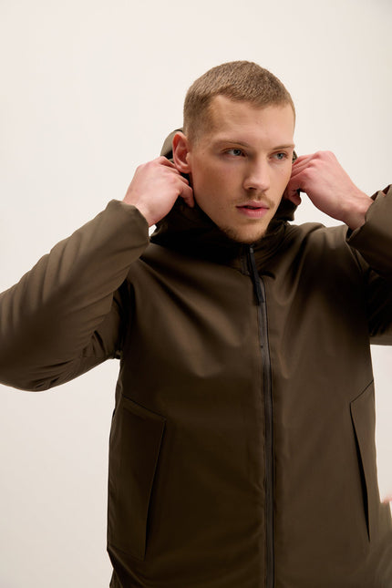 Men's Reversible Puffer Jacket - Khaki | Ron Tomson