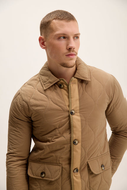 Men's Quilted Field Jacket - Stone | Ron Tomson