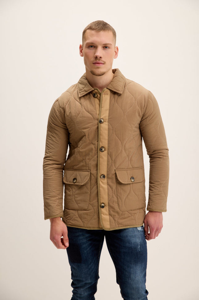Men's Quilted Field Jacket - Stone | Ron Tomson