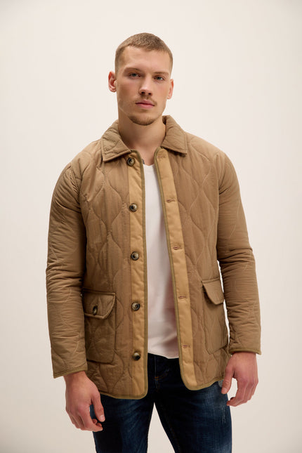 Men's Quilted Field Jacket - Stone | Ron Tomson