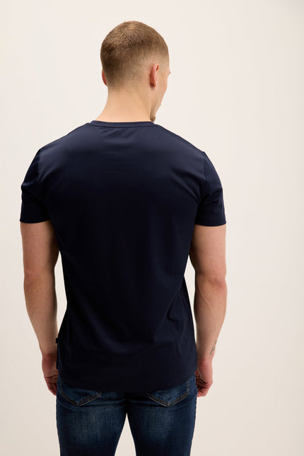 Men's Lustrous Crew-Neck Top - Navy | Ron Tomson