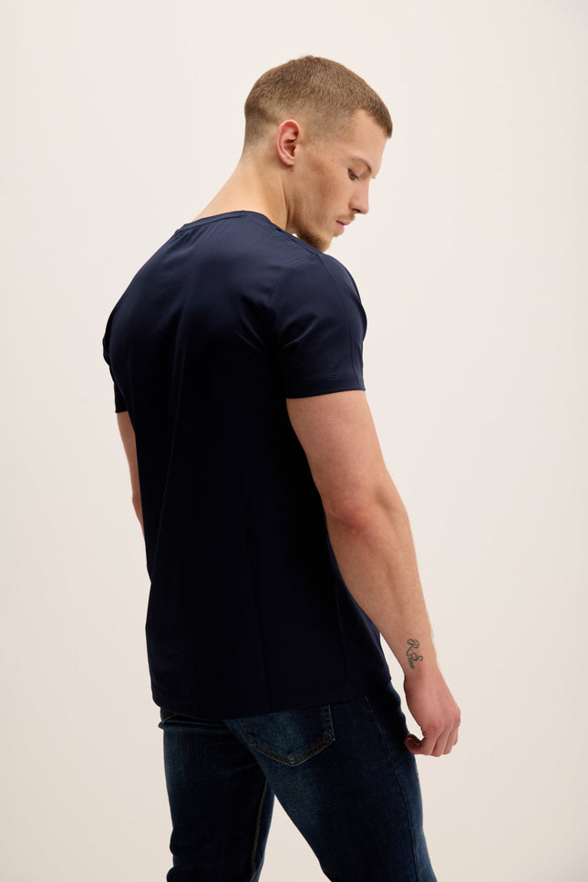 Lustrous Crew-Neck Top - Navy