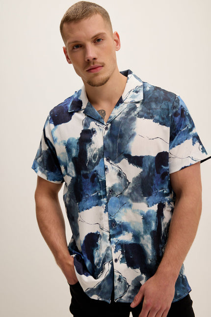 Men's Allover Pattern Camp Collar Shirt - Batik | Ron Tomson