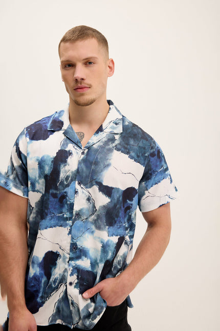 Men's Allover Pattern Camp Collar Shirt - Batik | Ron Tomson
