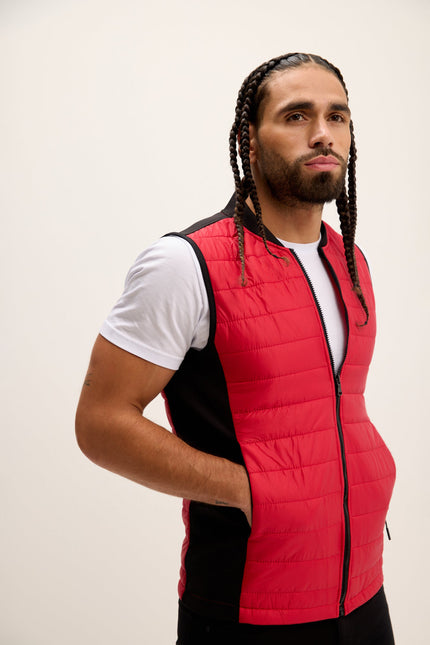 Men's Quilted Puffer Vest - Red | Ron Tomson