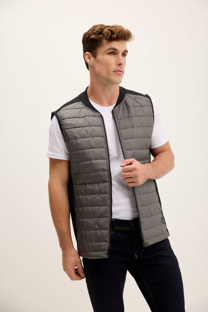 Men's Quilted Puffer Vest - Grey | Ron Tomson