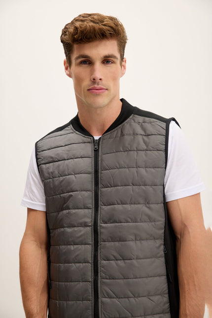 Men's Quilted Puffer Vest - Grey | Ron Tomson