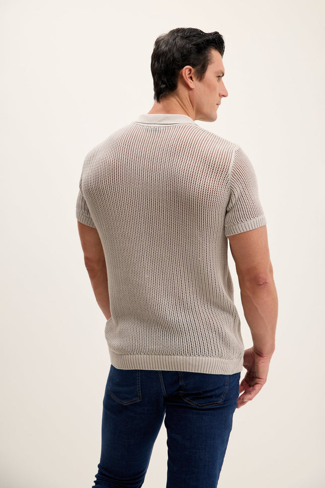 Men's Mesh Polo Shirt - Grey | Ron Tomson