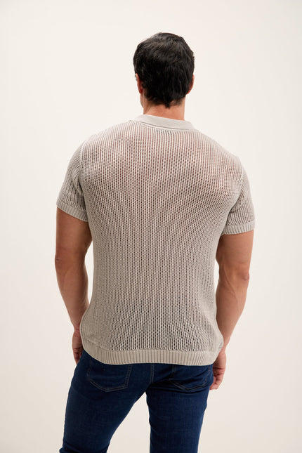Men's Mesh Polo Shirt - Grey | Ron Tomson