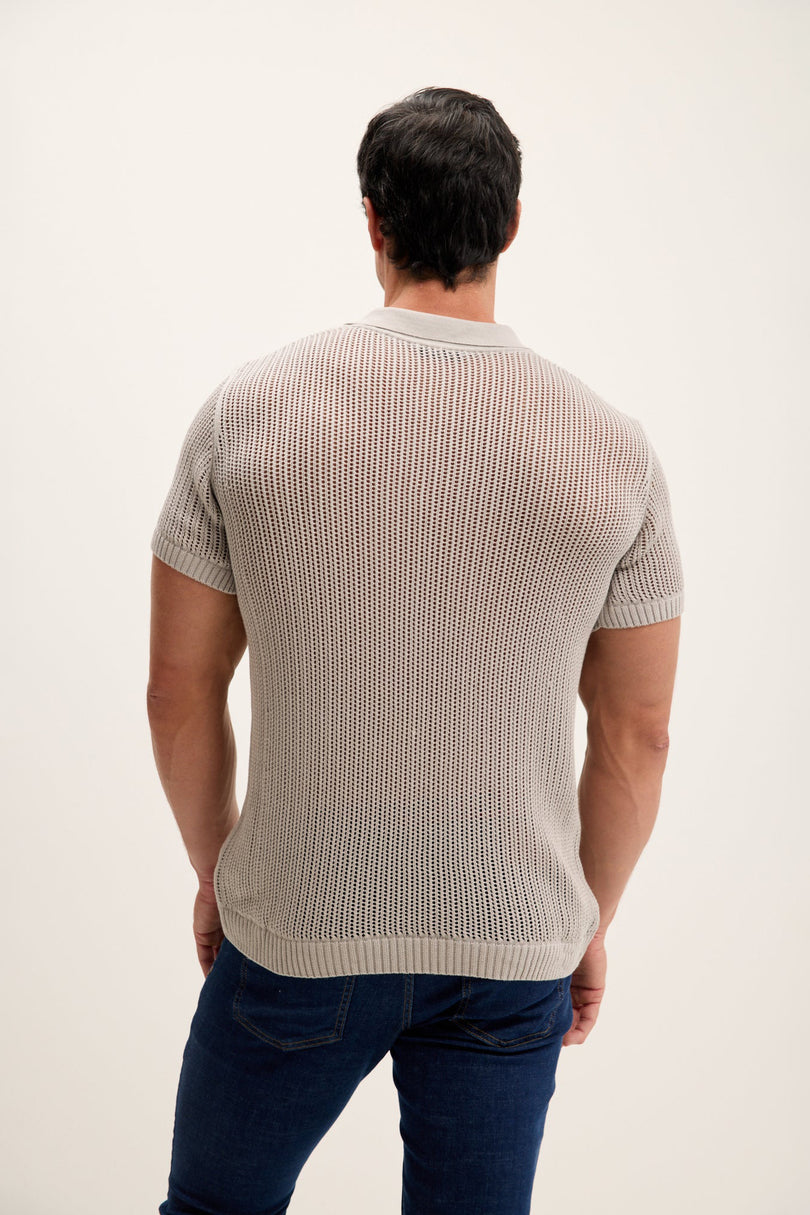 Men's Mesh Polo Shirt - Grey | Ron Tomson