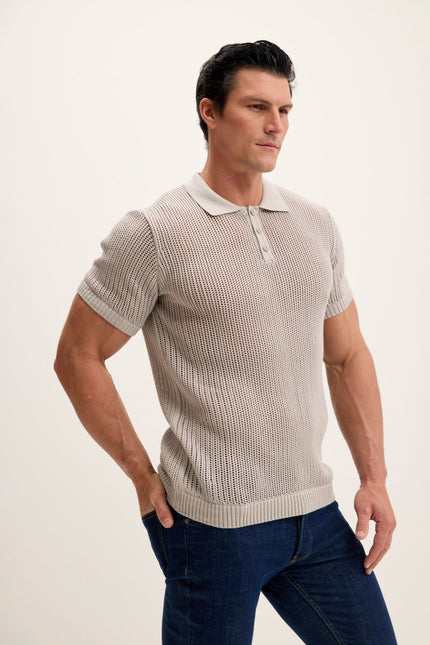 Men's Mesh Polo Shirt - Grey | Ron Tomson
