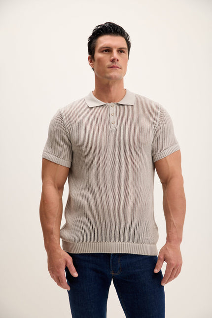 Men's Mesh Polo Shirt - Grey | Ron Tomson