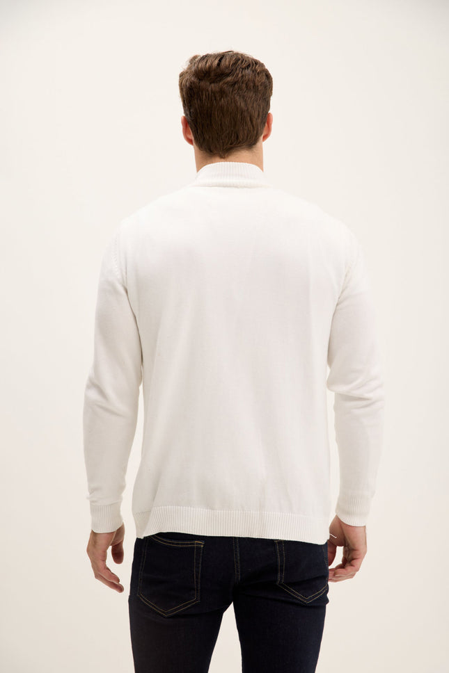 Men's Cotton Mock-Neck Sweater - Off-White | Ron Tomson