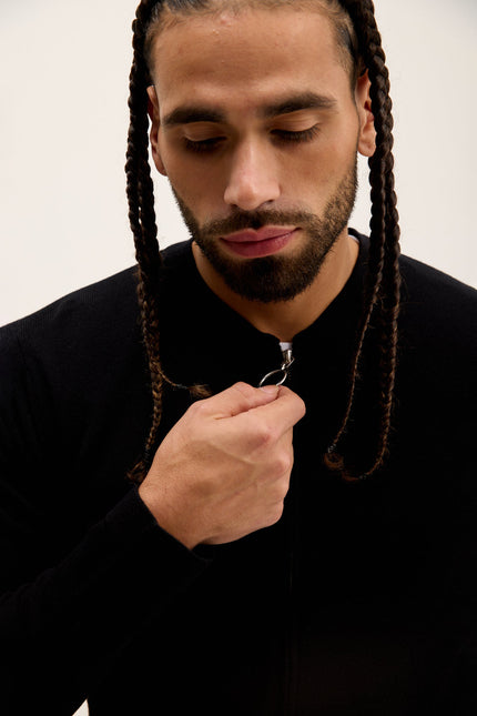 Men's Full-Zip Cardigan - Black | Ron Tomson