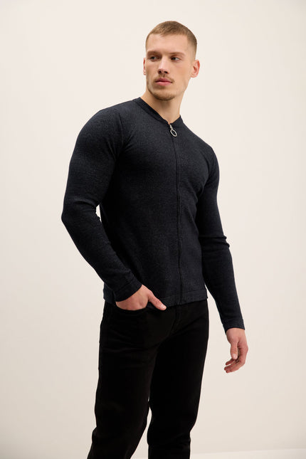 Men's Full-Zip Cardigan - Anthracite | Ron Tomson