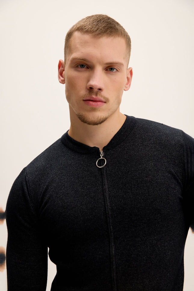 Men's Full-Zip Cardigan - Anthracite | Ron Tomson