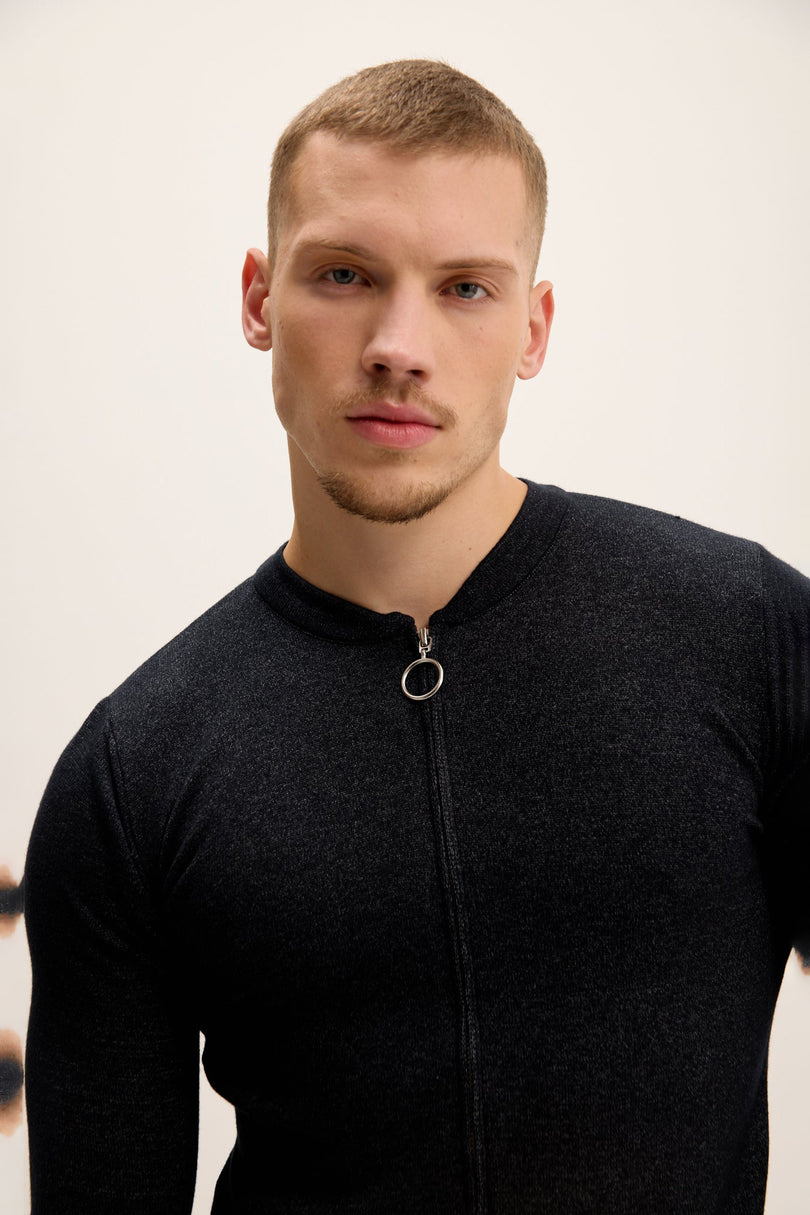 Men's Full-Zip Cardigan - Anthracite | Ron Tomson
