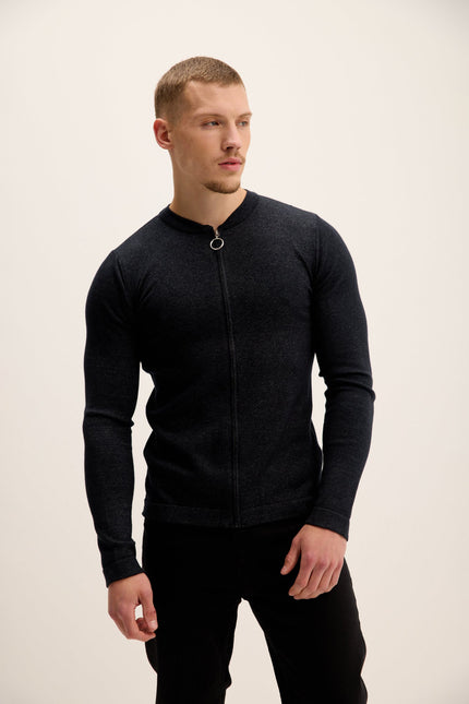Men's Full-Zip Cardigan - Anthracite | Ron Tomson