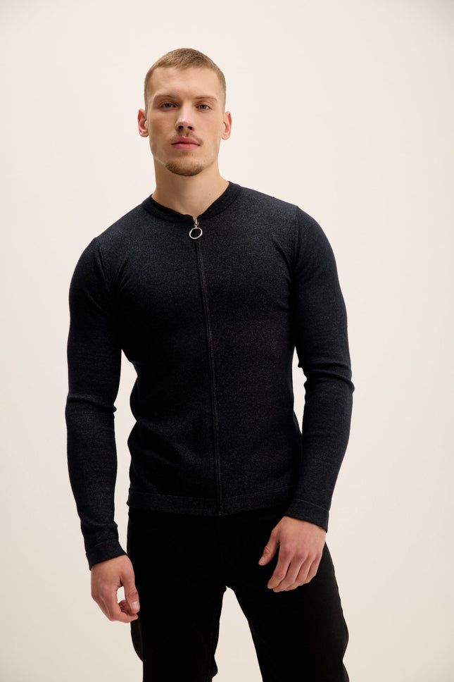 Men's Full-Zip Cardigan - Anthracite | Ron Tomson