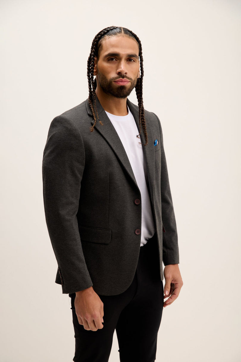 Men's Notch Lapel Blazer - Anthracite | Ron Tomson