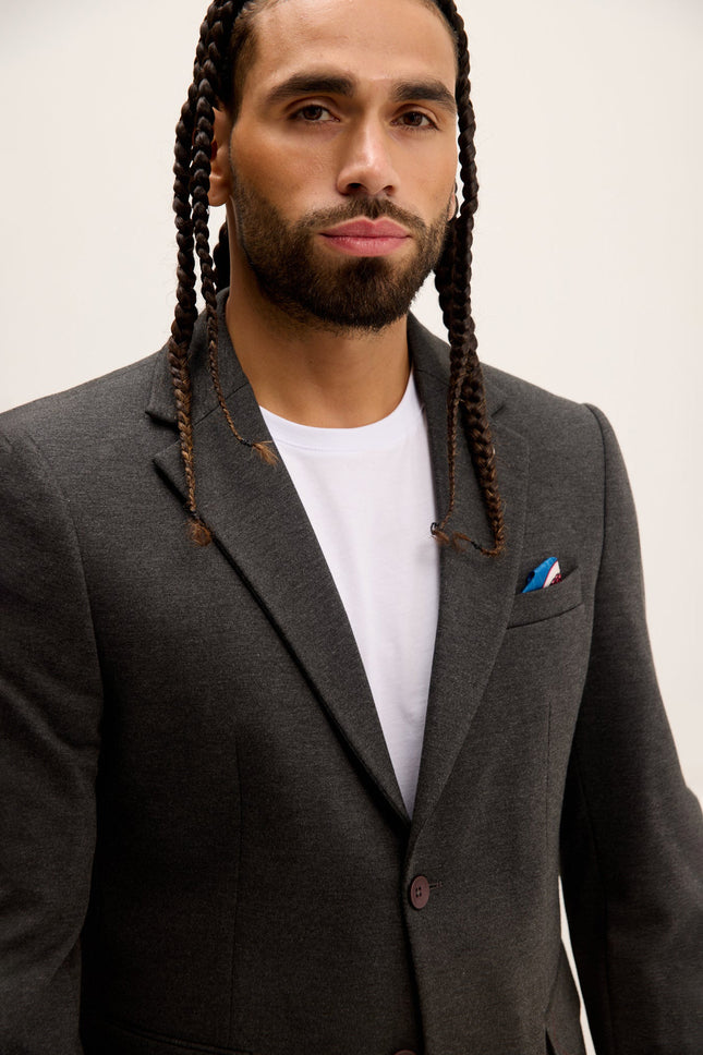 Men's Notch Lapel Blazer - Anthracite | Ron Tomson