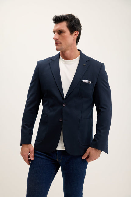 Men's Classic Fit Jetsetter Blazer - Navy | Ron Tomson